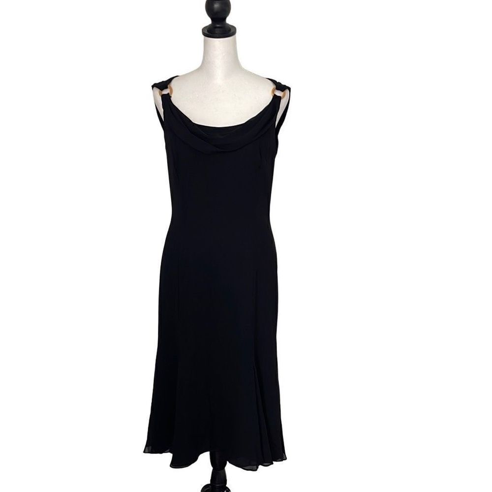 GILLIAN Vintage Black Sleeveless Cowl Neck Cocktail Dress‎ Size 4